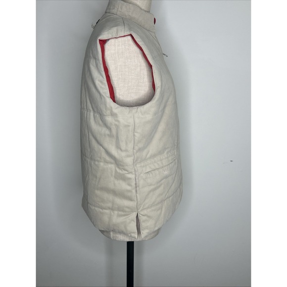 Vintage J. Crew Puffer Vest Women's Medium‎ Red/ Beige Reversible Y2K Full Zip - Picture 8 of 15